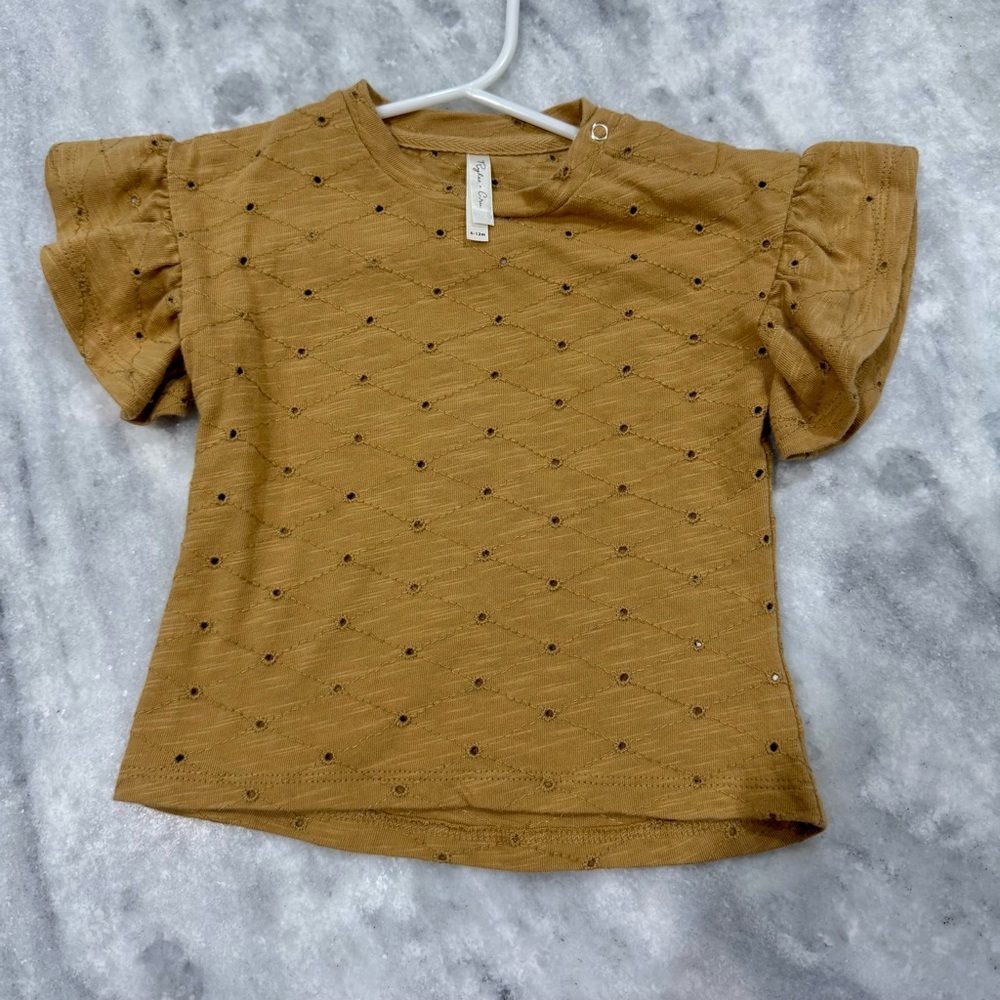 Rylee + Cru Brown Kids Eyelet Flutter Sleeve